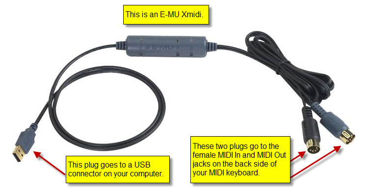 MIDI cable interface for computer MIDI cable interface for computer